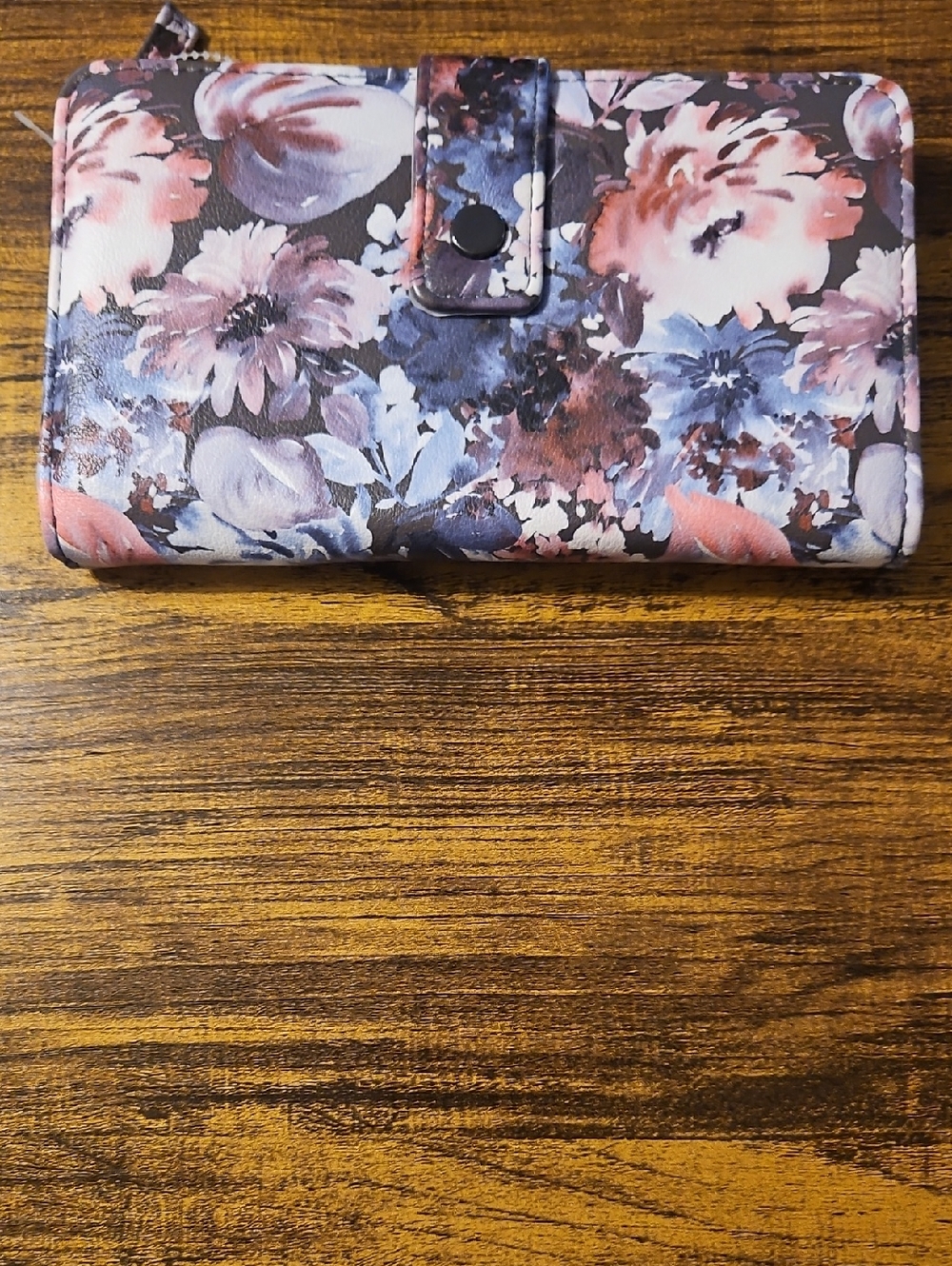 Floral Print Zip Wallet Clutch in Pink and Blue